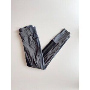 KERRITS Grey Slate Black Colorblock Grip Equestrian Leggings Breeches, Size L